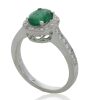 9K White Gold Emerald and Diamond Halo Dress Ring - 4