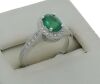 9K White Gold Emerald and Diamond Halo Dress Ring - 5