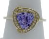 9K Yellow Gold Tanzanite and Diamond Halo Dress Ring - 4