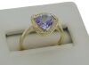 9K Yellow Gold Tanzanite and Diamond Halo Dress Ring - 5