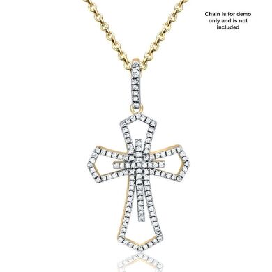 9K Yellow Gold Diamond Cross Pendant