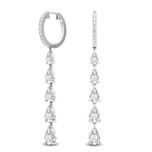 18K White gold 3.73 TDW Lab Grown diamond hoop drop earrings