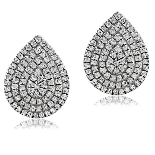 9K White Gold Diamond Stud Earrings