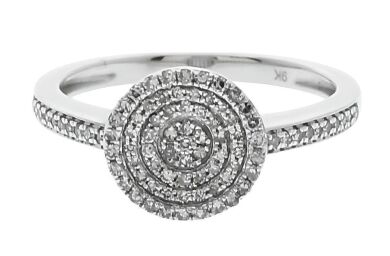 9K White Gold Diamond Dress Ring