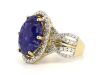 14K Yellow Gold, 11.36ct Tanzanite and Diamond, Vintage Style Halo Cocktail Ring - 2