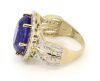14K Yellow Gold, 11.36ct Tanzanite and Diamond, Vintage Style Halo Cocktail Ring - 3