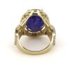 14K Yellow Gold, 11.36ct Tanzanite and Diamond, Vintage Style Halo Cocktail Ring - 4