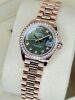 Rolex Datejust 28 Rose Gold Green Dial Factory Diamond Set - 6