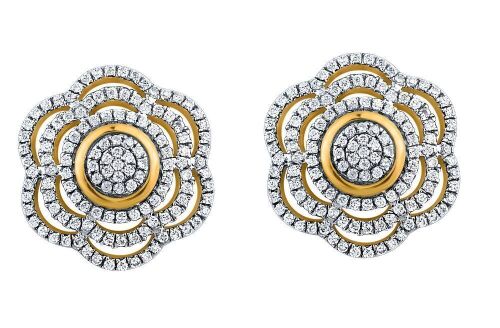 9K yellow gold Diamond stud earrings