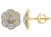 9K yellow gold Diamond stud earrings - 2