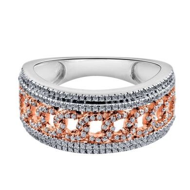 9K White Gold and Rose Gold rhodium Dress Ring