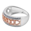9K White Gold and Rose Gold rhodium Dress Ring - 3