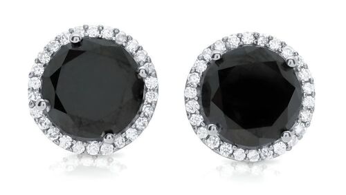 18K White Gold Black and White Diamond stud earrings