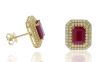 9K Yellow Gold Ruby and Diamond Stud Earrings - 2