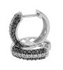 9K White Gold Black and White Diamond hoop Earrings - 2