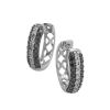 9K White Gold Black and White Diamond hoop Earrings - 3