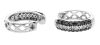 9K White Gold Black and White Diamond hoop Earrings - 4