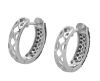 9K White Gold Black and White Diamond hoop Earrings - 5