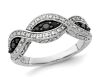 9K White Gold Black and White Diamond Band Ring - 2