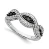 9K White Gold Black and White Diamond Band Ring - 3