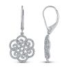 9K White Gold Diamond Drop Earrings - 3