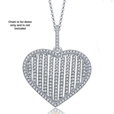 9K White Gold Diamond Hart shaped pendant