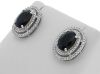 9K White Gold Oval Shaped Sapphire and Diamond stud earrings - 5