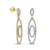 9K Yellow Gold Diamond Drop Earrings - 2