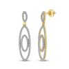 9K Yellow Gold Diamond Drop Earrings - 3