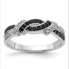 9K White Gold Black and White Diamond Band Ring