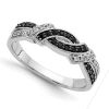 9K White Gold Black and White Diamond Band Ring - 2