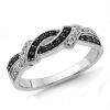 9K White Gold Black and White Diamond Band Ring - 3