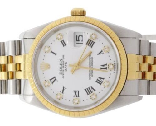 Rolex 15233G Oyster Perpetual Date Two Tone Diamond Dial 34mm 1991