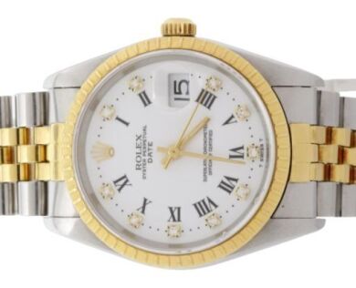 Rolex 15233G Oyster Perpetual Date Two Tone Diamond Dial 34mm 1991