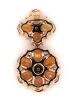 14K Rose Gold, Orange Sapphire and Diamond, Double Flower Drop Pendant - 3