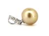 14K White Gold, Golden Cultured South Sea Pearl and Diamond, Drop Pendant - 2