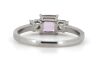 14K White Gold, Kunzite and Diamond, Trilogy Ring - 3