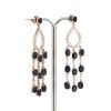 14K Rose Gold, Blue Sapphire and Diamond, Chandelier Style Drop Earrings - 2