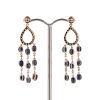 14K Rose Gold, Blue Sapphire and Diamond, Chandelier Style Drop Earrings - 3