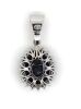 18K White Gold, Blue Sapphire and Diamond, Antique Style Halo Pendant - 3