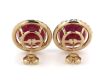 14K Yellow Gold, 9.74ct TSW Ruby and Diamond, Halo Stud Earrings - 3