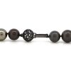 14K Black Rhodium Plated Gold, Black Cultured Tahitian Pearl and Diamond, Strand Necklace - 3