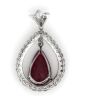 14K White Gold, Ruby and Diamond, Vintage Inspired Halo Pendant - 3