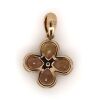 14K Rose Gold, Orange Sapphire and Diamond, Flower Style Pendant - 3