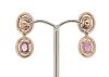 14K Rose Gold, Pink Sapphire and Diamond, Halo Drop Earrings - 3