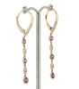 14K Yellow Gold, Ruby and Diamond, Line Drop Earrings - 2