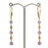 14K Yellow Gold, Ruby and Diamond, Line Drop Earrings - 3