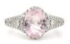 14K White Gold, Morganite and Diamond, Halo Ring