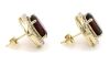 14K Yellow Gold, Red Tourmaline and Diamond, Halo Stud Earrings - 2