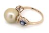 14K Rose Gold, Cultured South Sea Pearl, Blue Sapphire and Diamond, Vintage Style Ring - 3